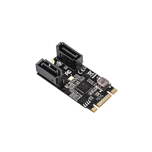 M.2 B+M Key to SATA III 2 Ports Expansion Card Jmicro JMB582 Chipset, Add Two SATA 3.0 Devices to Any M.2 2242 Slot SI-ADA40149