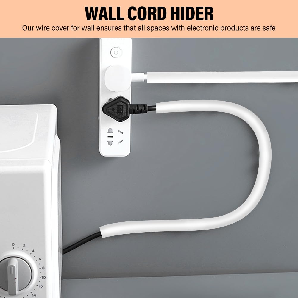 JIANWEI Wall Cord Hider, 39inch Self Adhesive Cable Hider Half Round Extension Cord Covers TV Cord Hider Raceway Cord Covers Wall Mounted Tv for Home