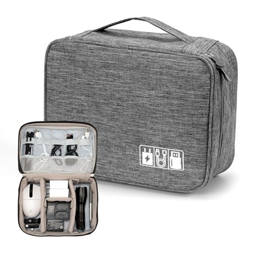 SAIA TIAN Cable Organizer bag for women or men,Electronic Accessories Carry Case Portable Waterproof Double Layers All-in-One Storage Bag for Cord