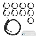 ICC Telephone Handset Cord/Phone Cord, 12 Ft - RJ9 (RJ22) Connectors, Flat Black, 10-Pack - Curly Coiled Tangle-Free Design for PBX & VoIP Phones