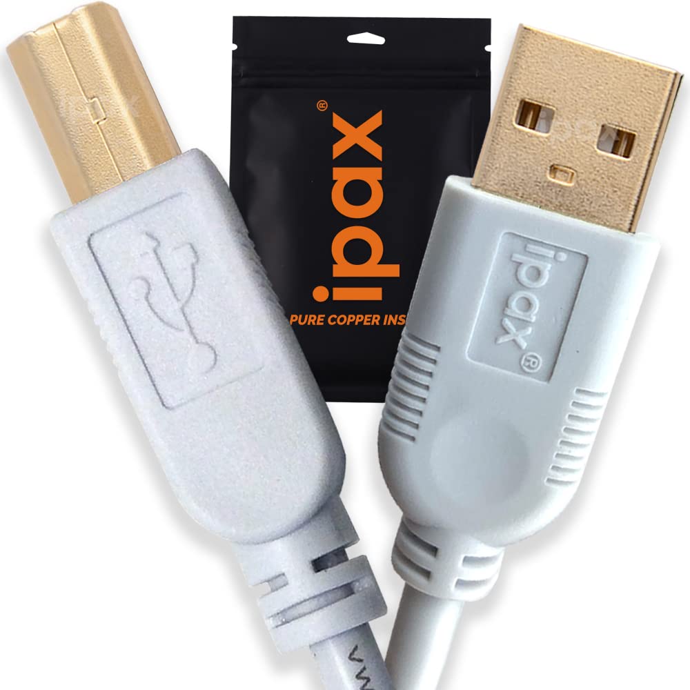 IPAX 10 ft White USB Printer Cable Compatible with Canon ImageClass D570 D550 D530 D420 MF247dw MF244dw MF236n MF227DW Canon Pixma MG3620 MG2525 TS202