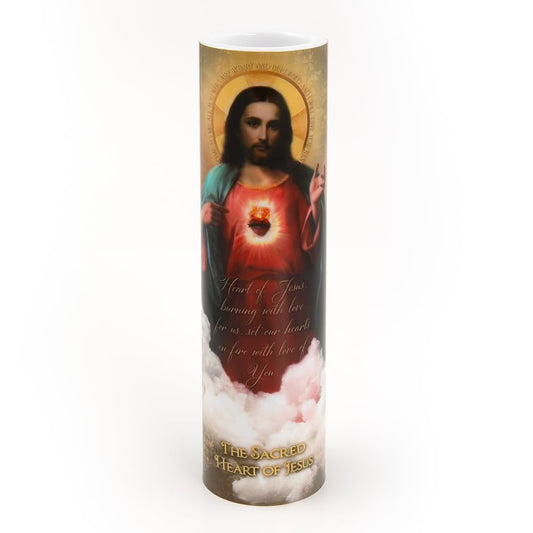 THE SAINTS COLLECTION Sacred Heart of Jesus LED Flameless Devotional Prayer Candle