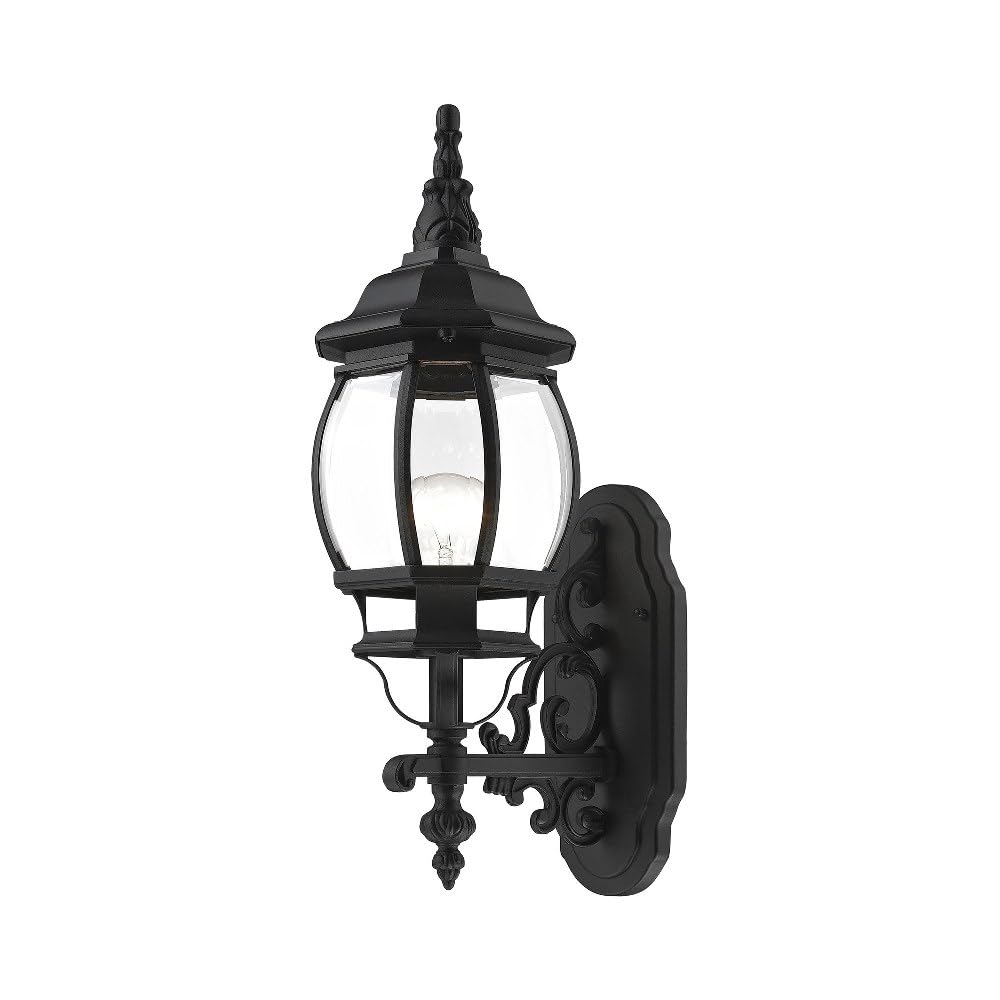 Livex Lighting 7520-04 Outdoor Wall Lantern with Clear Beveled Glass Shades, Black, 21" x 7" x 21"
