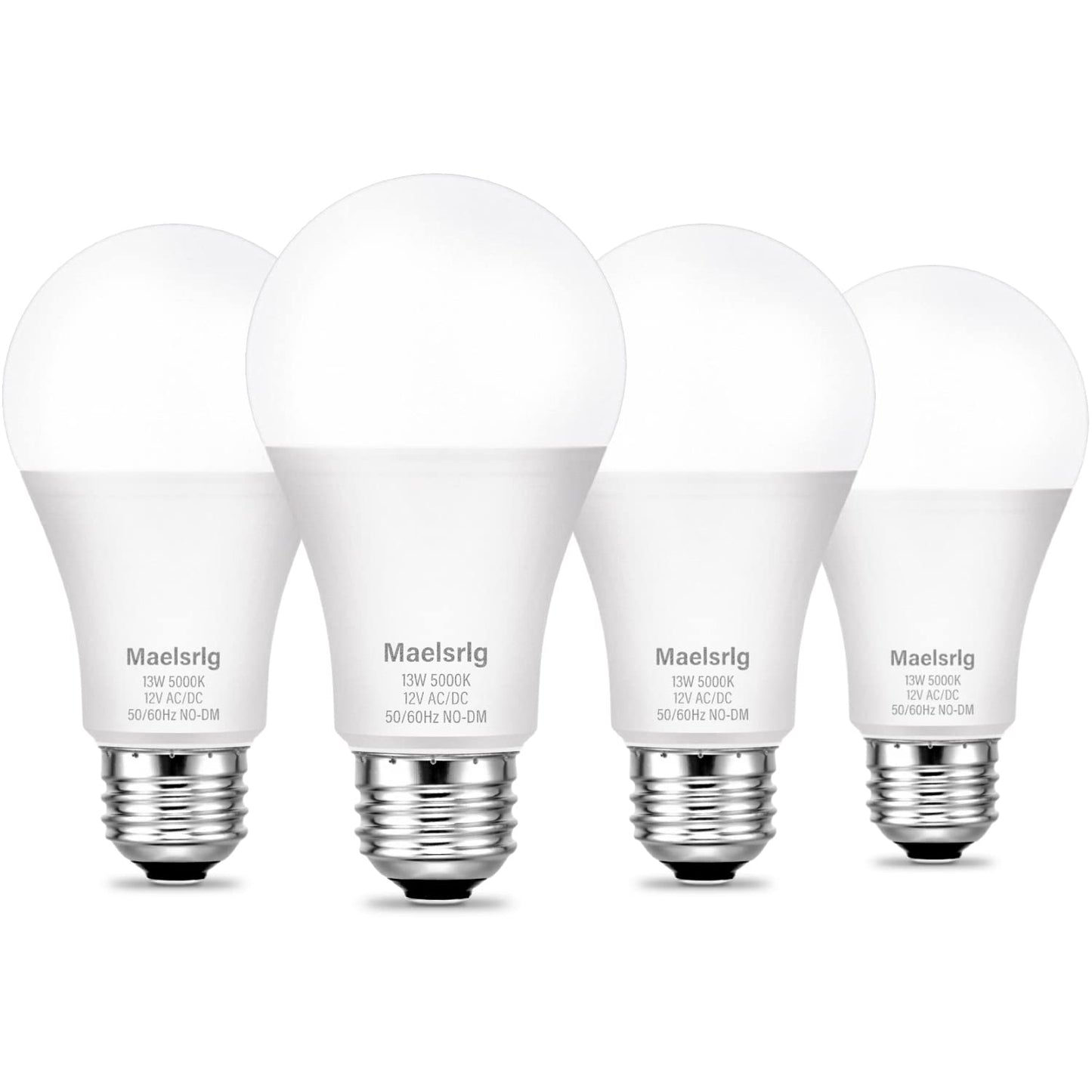 LED 12V Light Bulb, 100W Equivalent, Daylight White 5000K, 13W 1200 Lumens, 12 Volt AC/DC, Non-Dimmable E26 Base, Low Voltage Light Bulbs for Boat