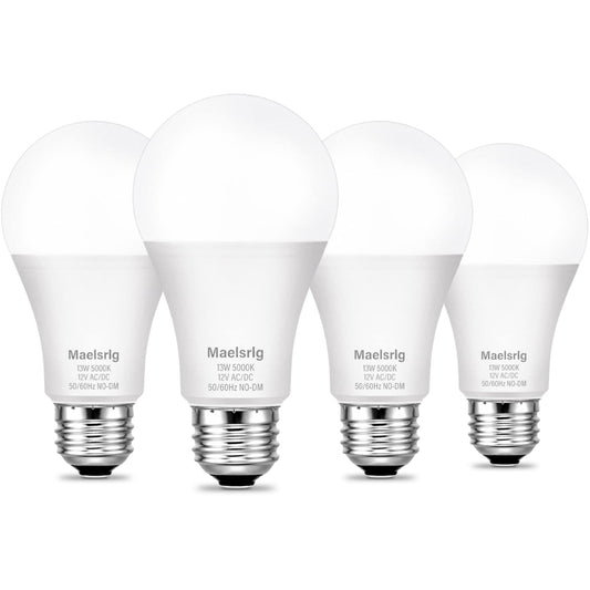 LED 12V Light Bulb, 100W Equivalent, Daylight White 5000K, 13W 1200 Lumens, 12 Volt AC/DC, Non-Dimmable E26 Base, Low Voltage Light Bulbs for Boat