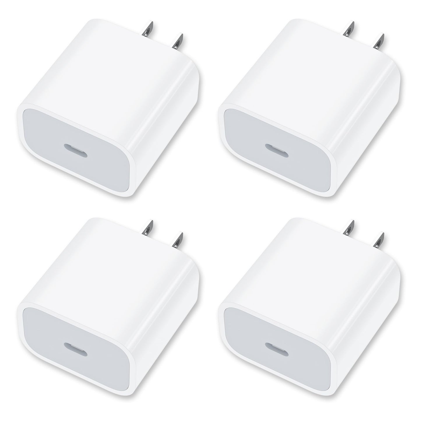 [4 Pack] USB-C Wall Charger, 20W USB-C Power Adapter Replacement for Phone 17/16/15/14/13/15 Pro/Pro Max/Plus/XS/XR/X,Galaxy, Pixel,i Pad and More