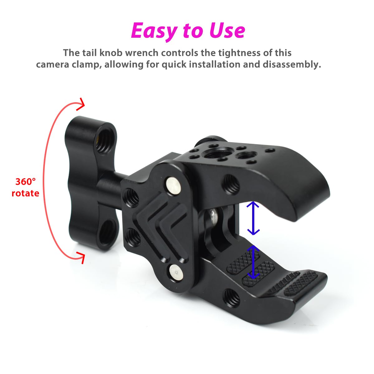 Akeipho Super Clamp with 1/4" 3/8" Threads, Camera Clamp Mount for LED Lights,Magic Arm, Mic, Wireless Flash Receivers, Triggers, Photography