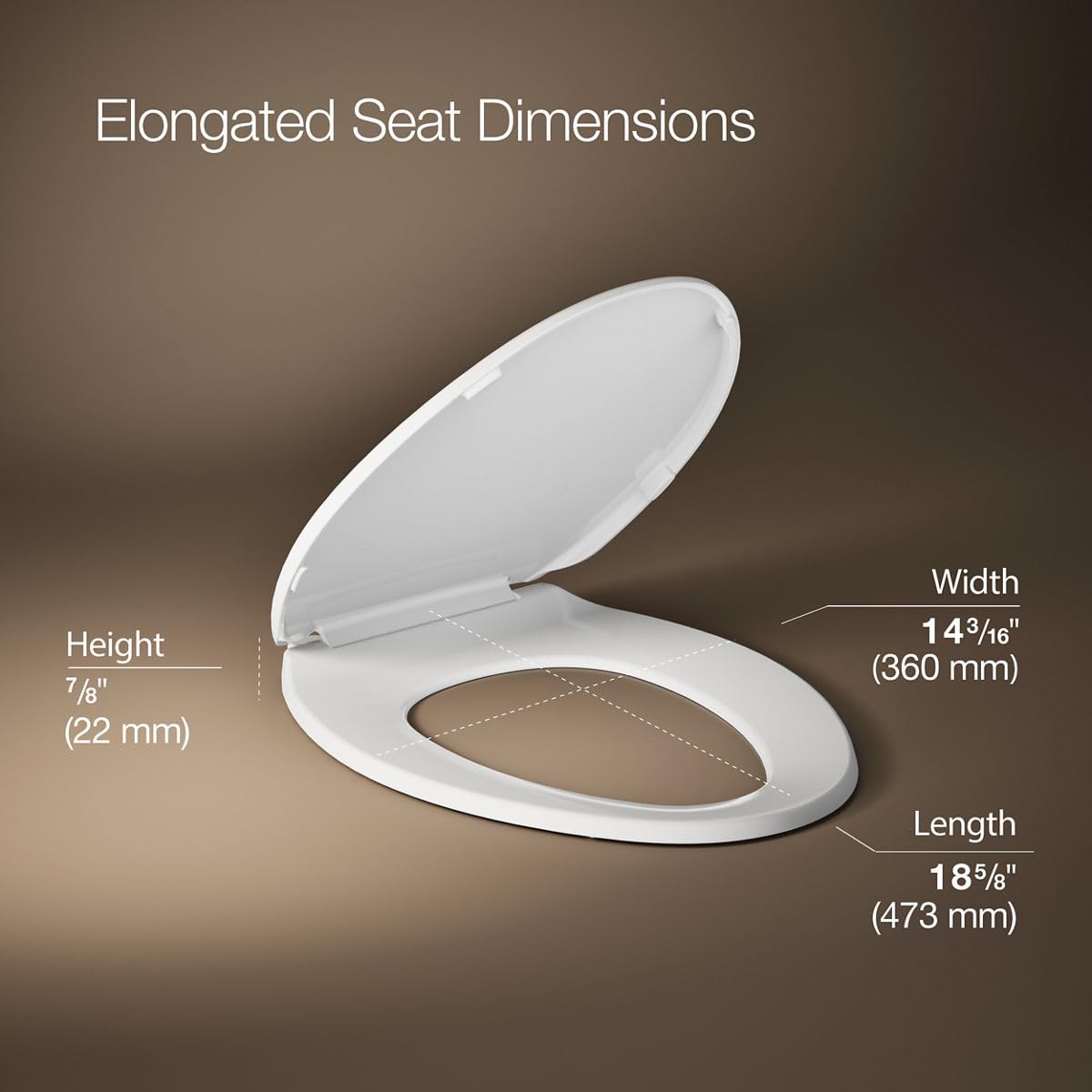 Kohler K-20110-0 Brevia Elongated Toilet Seat with Grip-Tight Bumpers, Quiet-Close Seat, Quick-Attach Hardware, White
