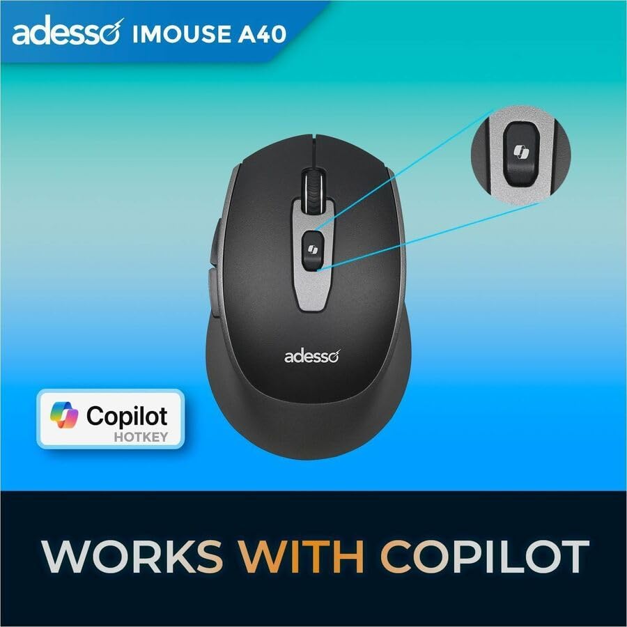 Adesso iMouse A40 Wireless Mouse, Bluetooth and 2.4GHz Dual Mode