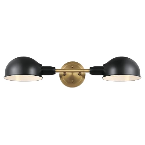 Westinghouse 6130800 Langhorne Transitional Two Light Wall Fixture, Matte Black and Brushed Brass Finish