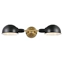 Westinghouse 6130800 Langhorne Transitional Two Light Wall Fixture, Matte Black and Brushed Brass Finish