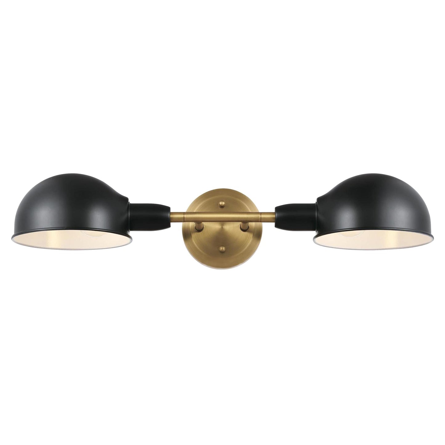 Westinghouse 6130800 Langhorne Transitional Two Light Wall Fixture, Matte Black and Brushed Brass Finish