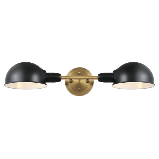 Westinghouse 6130800 Langhorne Transitional Two Light Wall Fixture, Matte Black and Brushed Brass Finish