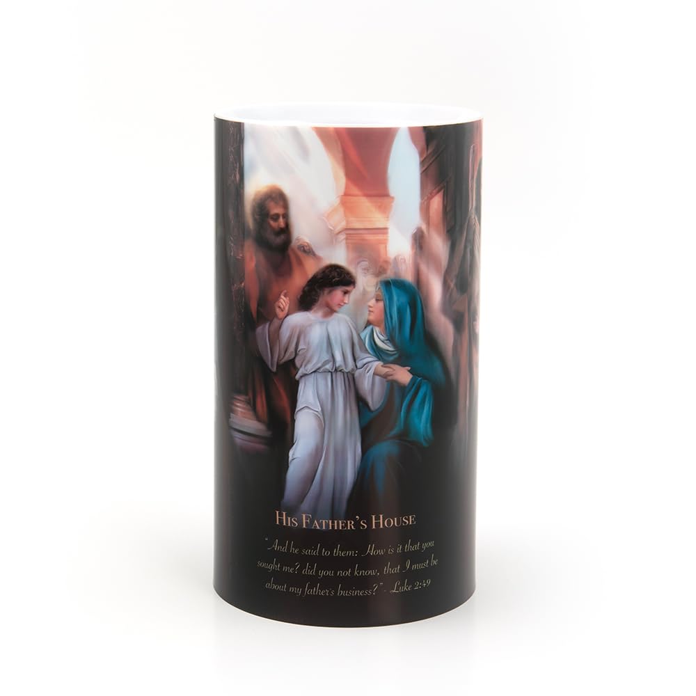 THE SAINTS COLLECTION 4x7 LED Prayer Candle Holy Family Flameless with Timer