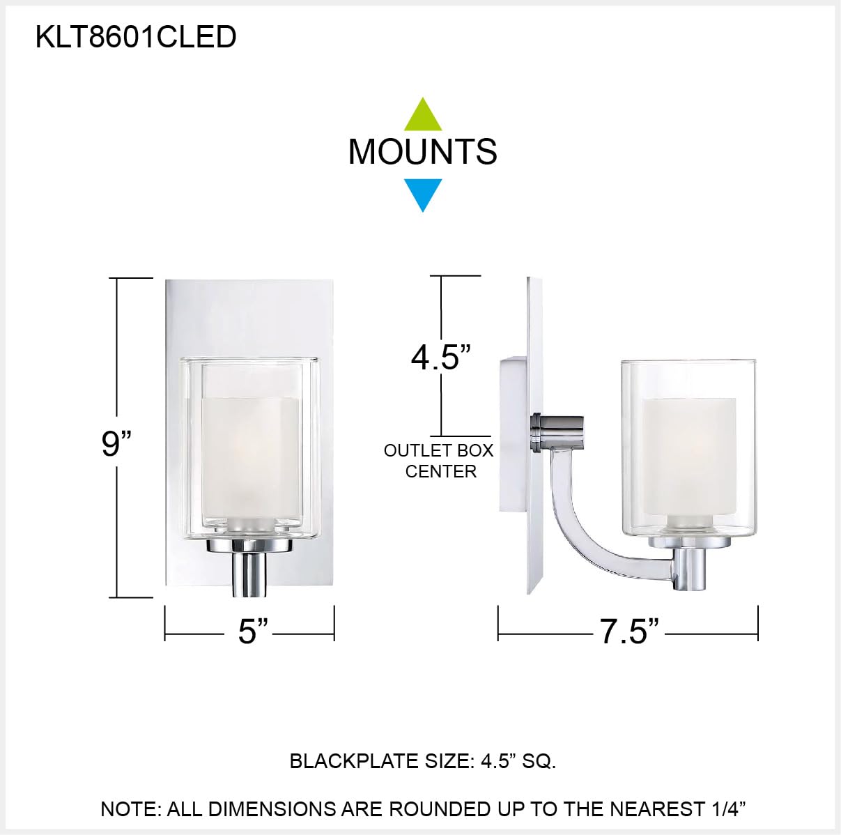 Quoizel Kolt 1-Light Polished Chrome Wall Sconce