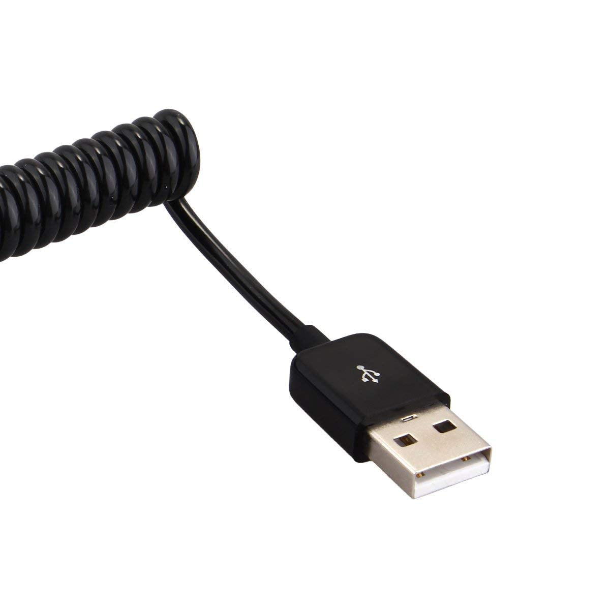 mxtechnic USB 2.0 Type A Male to Mini Expansion Spring Coiled Cable 4-36inch Standard Spiral Flexible Extension for Printers, Cameras, Mouse, Cell