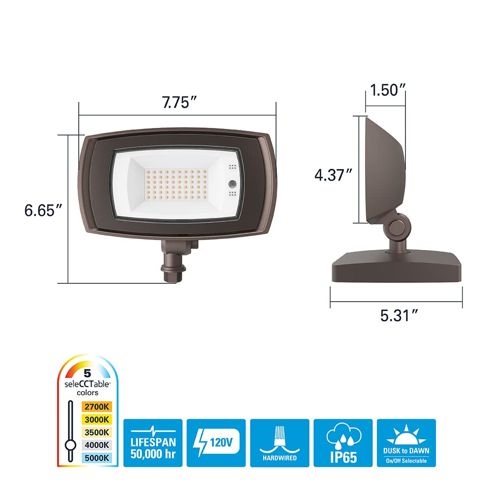HALO ARFL Watt Equivalence Bronze, Outdoor Integrated LED Architectural Residential Floodlight Dusk to Dawn 1700 Max Lumens