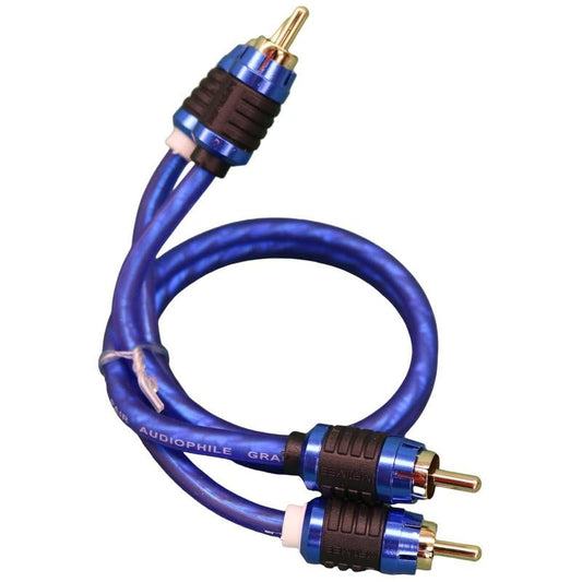 DEEJAY LED 1-Foot Stereo RCA Male to Male Audio Cable, 100% Oxygen-Free Copper, Shielded Directional Twisted Pair, Audiophile Grade Interconnect with Metallic Body and Rubber Grips - TBHRCA1MAJIMBE