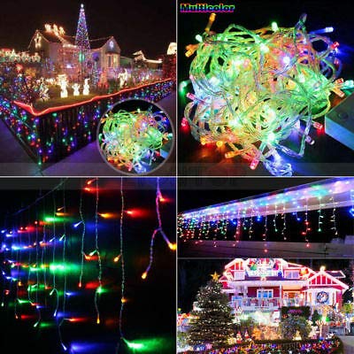 Toodour Christmas Icicle Lights Outdoor, 360 LED 29.5ft 8 Modes Fairy Icicle String Light with 60 Drops, Led Christmas Lights Twinkle for Holiday