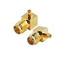 supmory SMA to MMCX Connectors Coaxial Adapter SMA Female to MMCX Male Right Angle 90-Degree Adapter-2pack