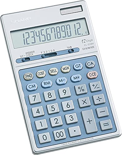 Sharp EL339HB Semi-Desk Executive Metal Top 12-Digit Calculator
