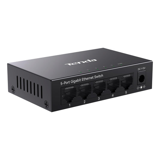 Tenda TEG1005D 5 Port Gigabit Switch, Unmanaged Ethernet Switch, Network Splitter with Traffic Optimization, Plug & Play, Fanless Metal Design Network