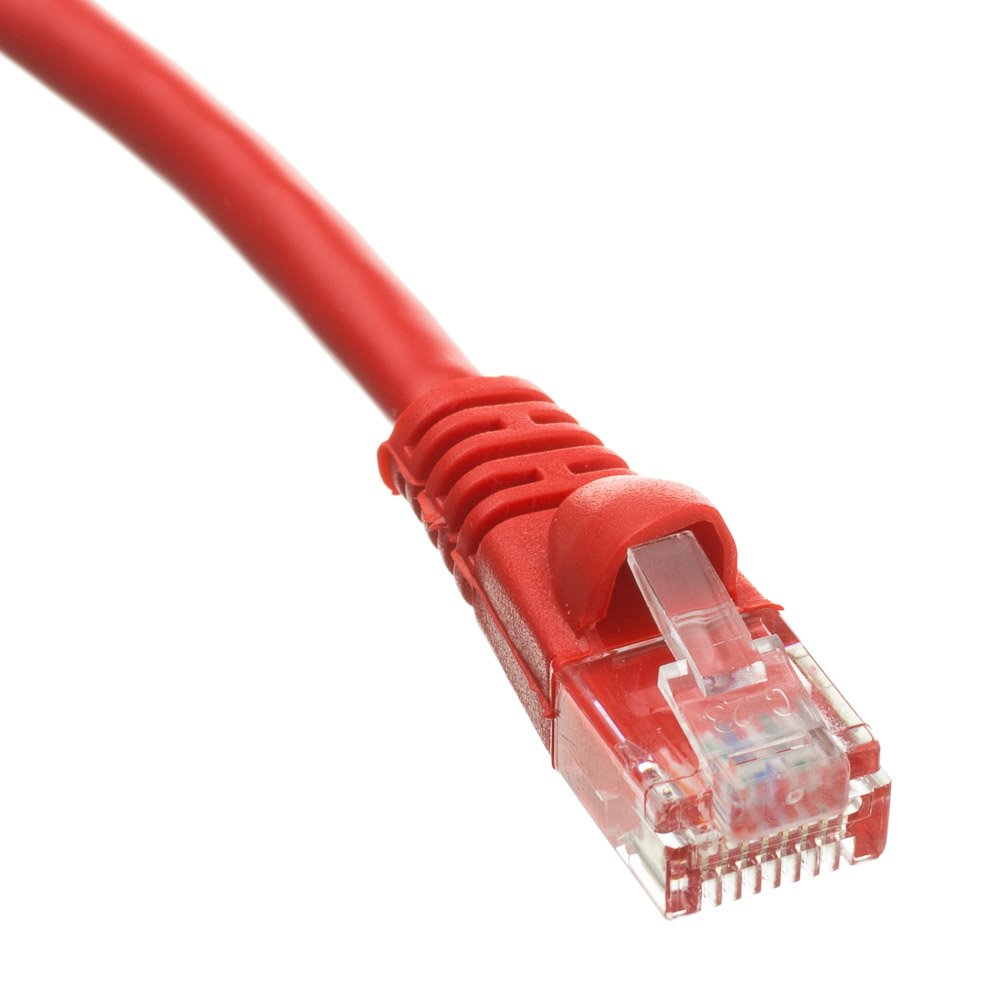 CableWholesale Cat5e UTP Ethernet Cable, Snagless Boot, PoE, 75 ft, Red