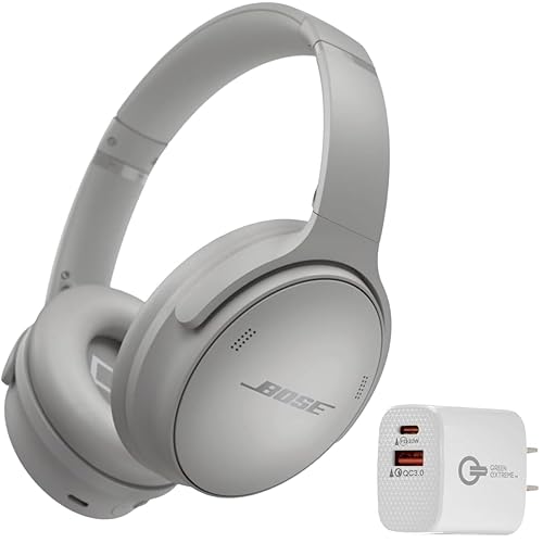 Bose QuietComfort Bluetooth Headphones, Wireless Headphones with Active Over Ear Noise Cancelling and Mic, + Green Extreme 20W 2-Port Wall Charger…