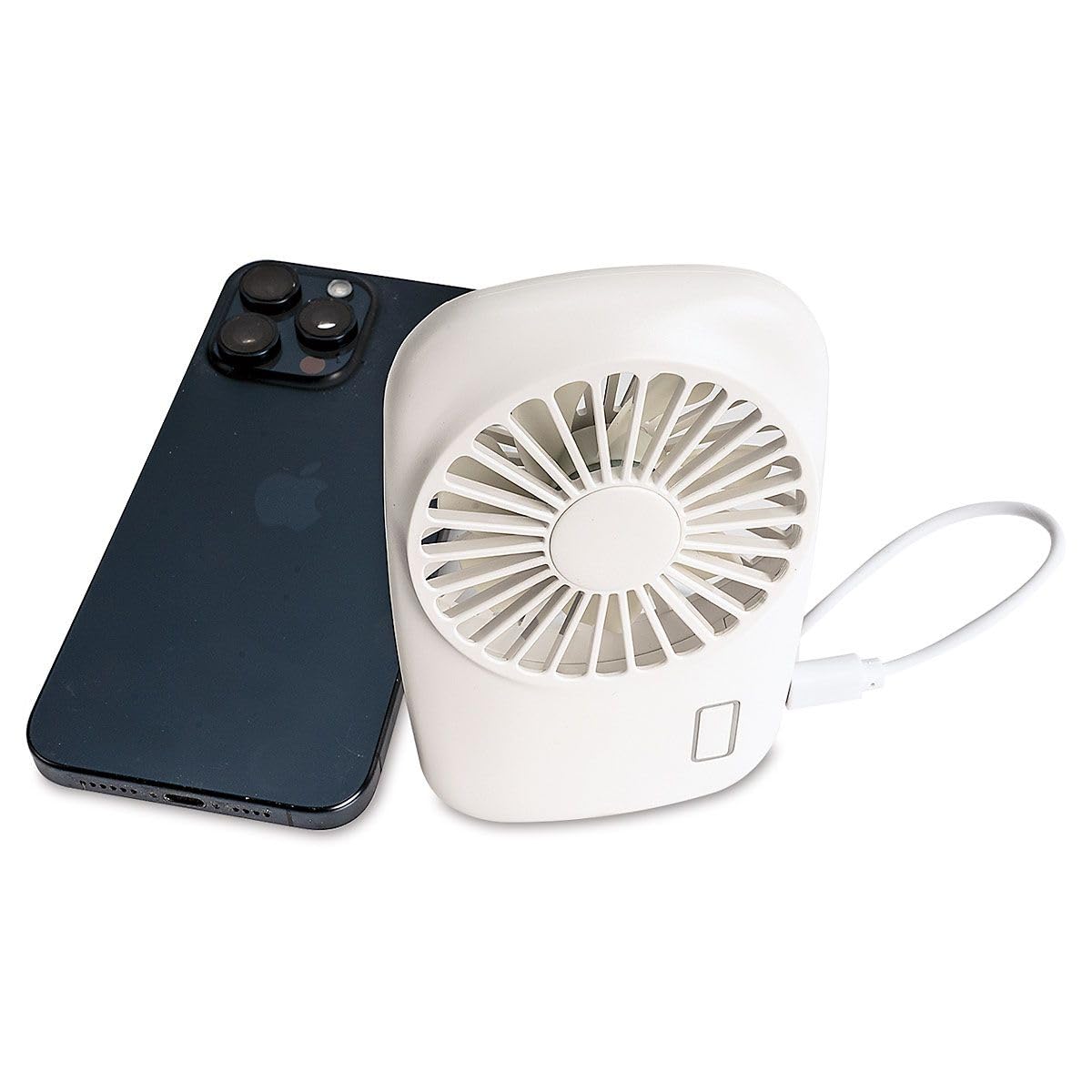 Current Portable Multispeed Mini Handheld Fan with lanyard 5x3 - White