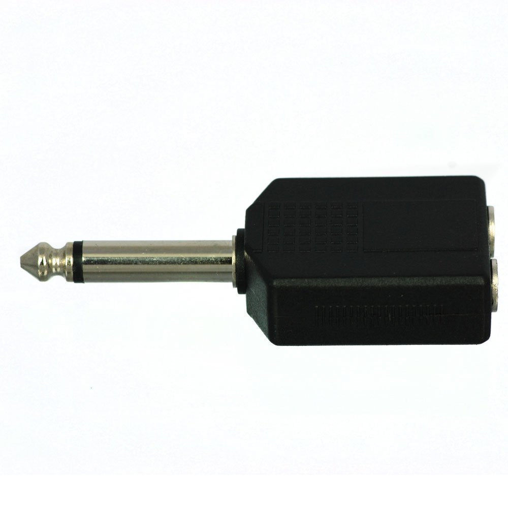 CESS 6.35mm 1/4 Inch Mono Male to 2 Female Splitter Adapter - 1/4 TS Male to Dual TS Female (2 Pack)