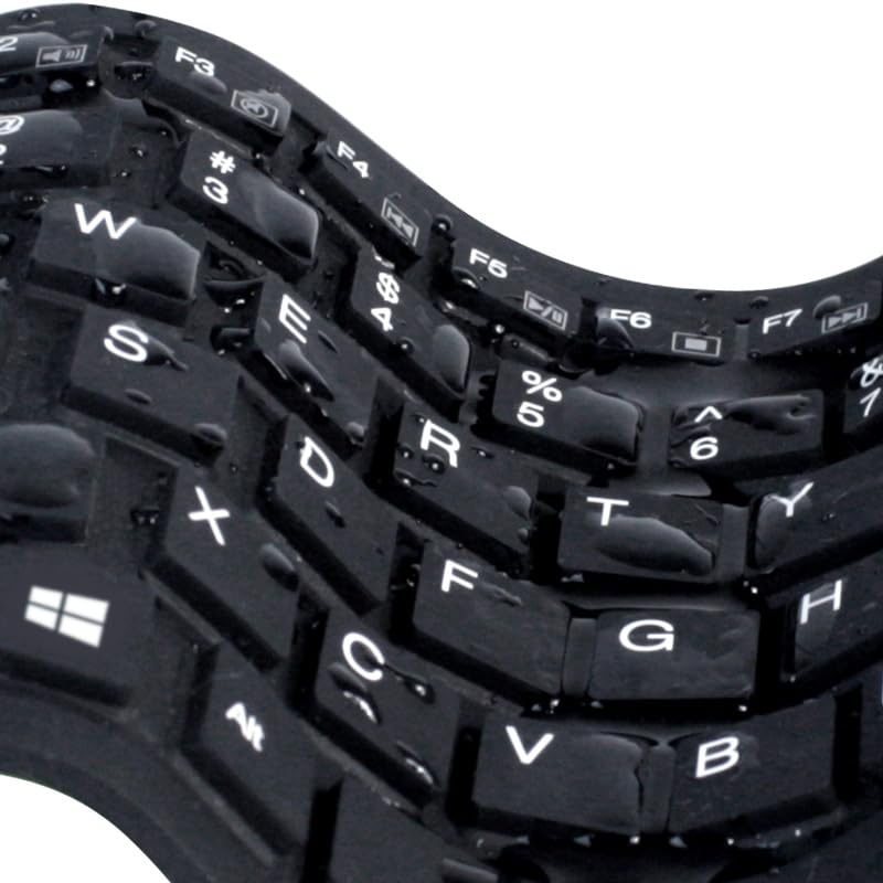 Adesso AKB-212UB Silicone Waterproof Flex Keyboard Mini Size 87 Keys Black