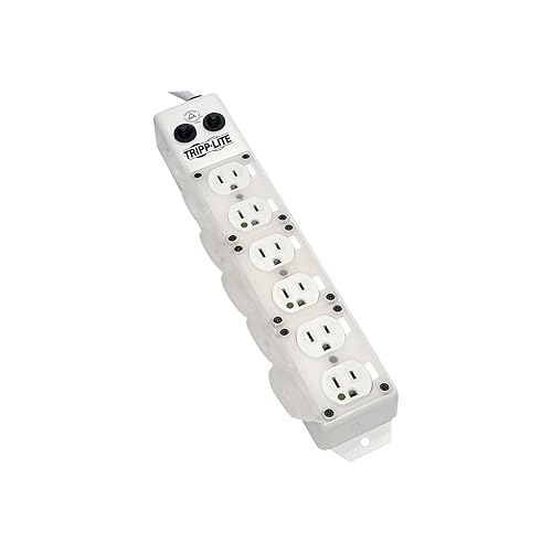 Tripp Lite Safe-IT Medical Grade Power Strip for Patient Care Vicinity, 6 Hospital-Grade Outlets, 120V, 15 ft. Right-Angle Cord, UL 1363A, White
