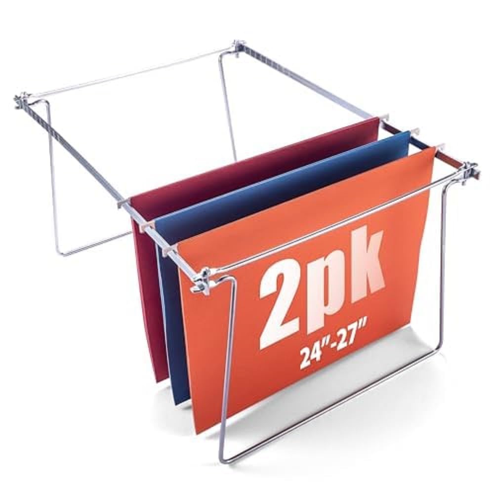 Officemate Hanging File Frame, Letter Size (Fits 24?-27?), Adjustable Heavy-Duty Steel File Drawer Organizer for Desks, Cabinets & Shelves, Set of 2
