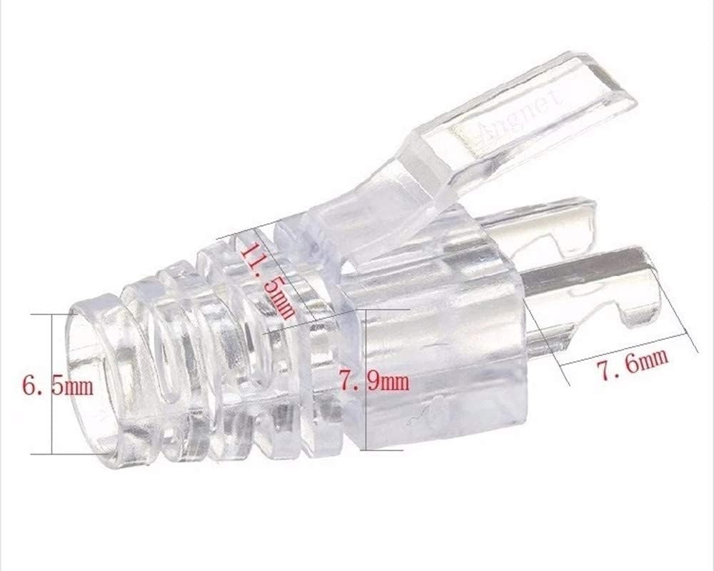 RJ45 CAT6 Pass Through 100 Pcs Strain Relief Boots Connectors for Standard CAT6 Ethernet LAN Cable Connector Boot Cover for Various Diameter LAN Cable