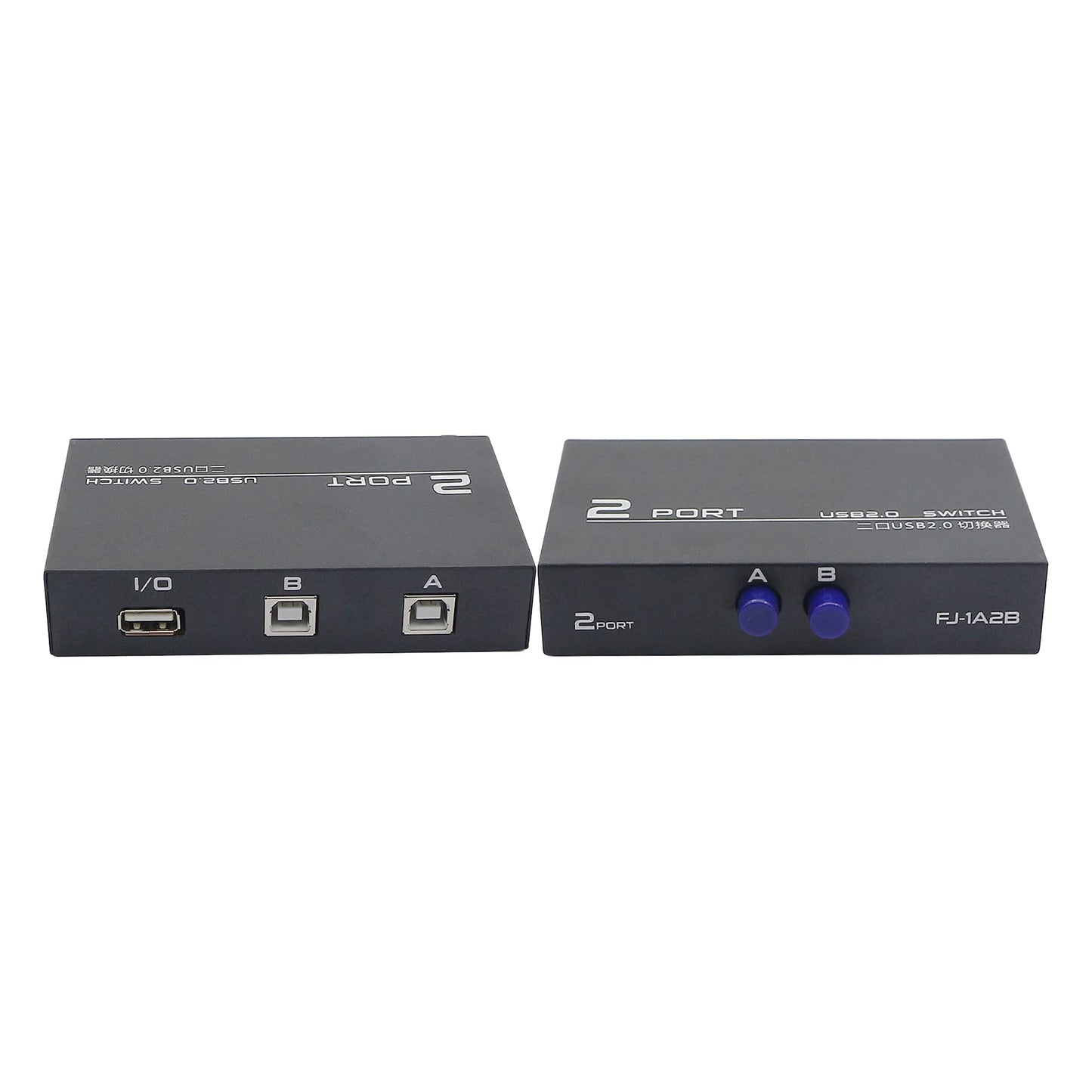 QIANRENON Printer Sharing Adapter, 2-Port USB 2.0 Switch for Sharing USB Devices Between 2 Computers, Includes 2 Pack USB 2.0 Male Cable