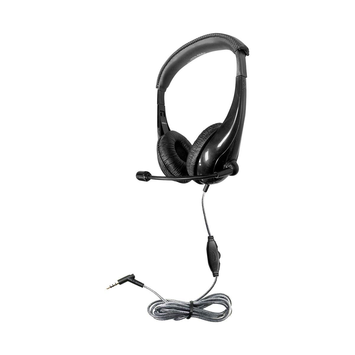 HamiltonBuhl Motiv8 Mid?Sized Multimedia Headset - In?Line Volume Control, Steel Gooseneck Microphone, 3.5mm Slim?Barrel Plug, Leatherette Cushions