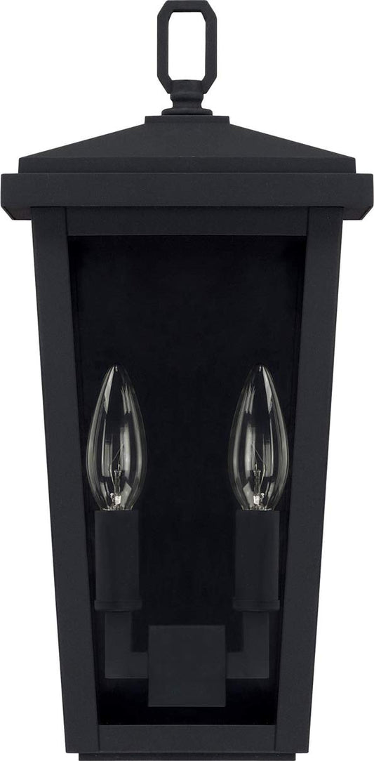 Capital Lighting 926221BK Donnelly Clear Glass Outdoor Wall Sconce, 2-Light 120 Total Watts, 15" H x 7" W, Black