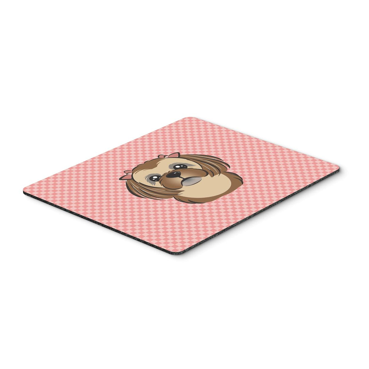 Caroline's Treasures BB1249MP Checkerboard Pink Chocolate Brown Shih Tzu Mouse Pad, Hot Pad or Trivet for Home Office Gaming Working Computers Laptop