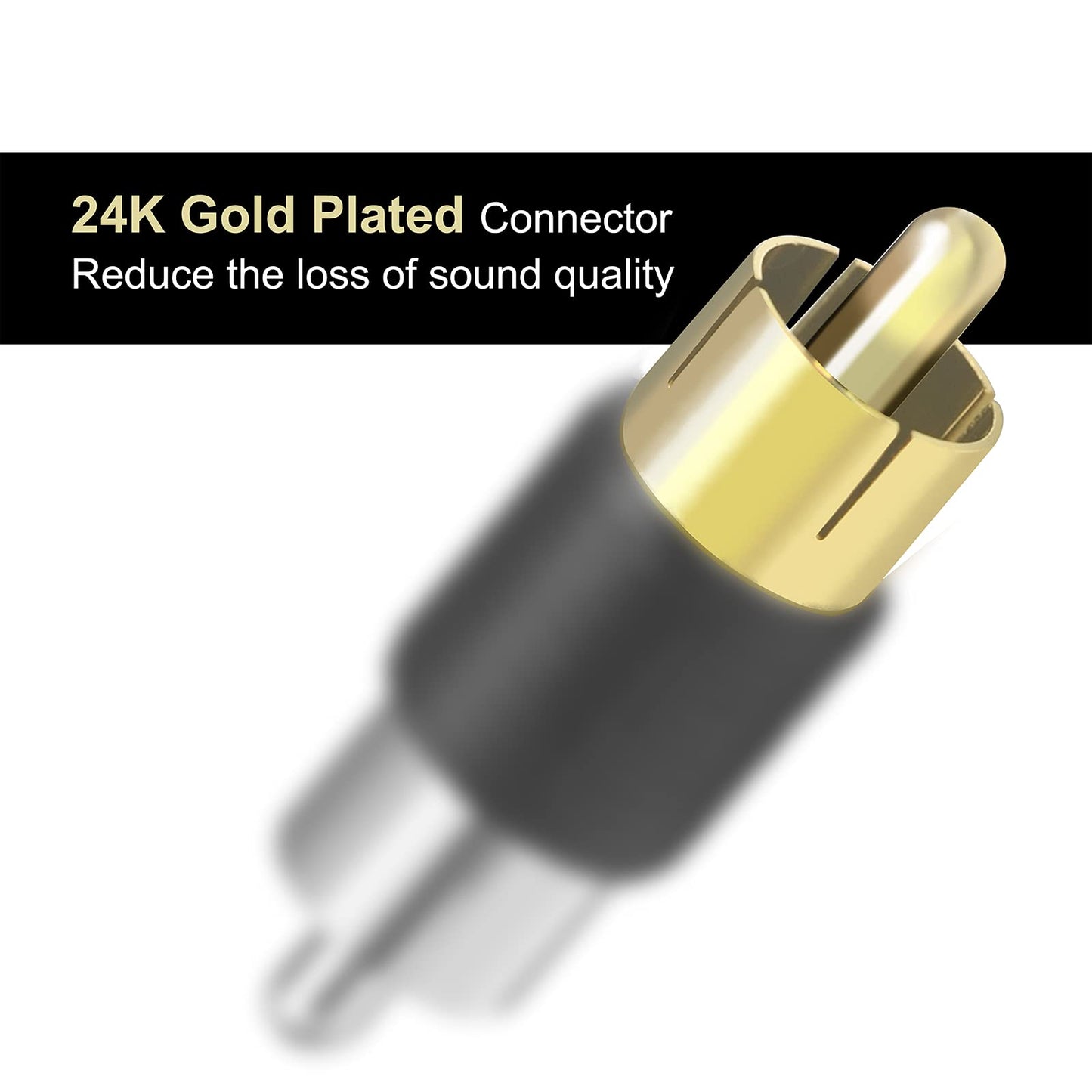 VCE RCA Male to Male Coupler 5-Pack, Gold Plated Dual Male Connector RCA M-M Adapter