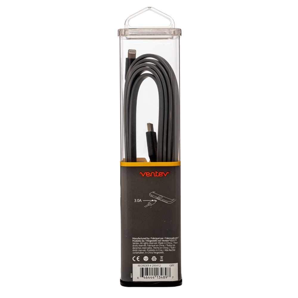 Ventev Flat USB-C to Lightning Charge/Sync Cable 6ft Gray Charge/Sync Cables