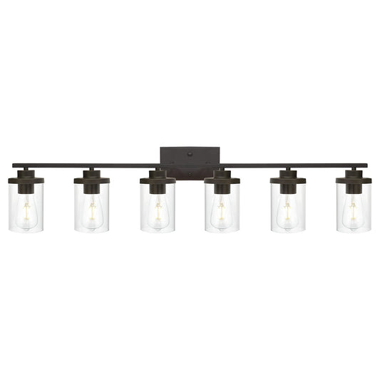 QueeuQ Oil Rubbed Bronze Bathroom Vanity Lights 6 Light, Bronze Vanity Lighting Fixtures with Glass Shade,Industrial Bathroom Light Fixtures Wall