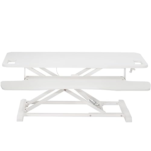 VIVO 38 inch Desk Converter, K Series, Height Adjustable Sit to Stand Riser, Dual Monitor and Laptop Workstation with Wide Keyboard Tray, White