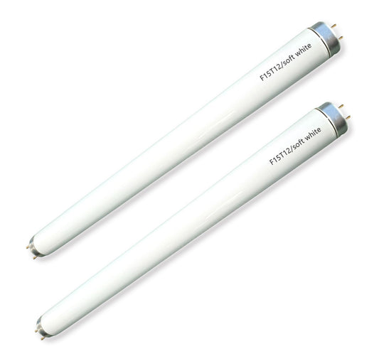Cemlorot (2 Pack) 18 inch F15T12/Soft White K&B Fluorescent Tube, T12 15Watt Warm White 3000K Replacement for Kitchen & Bath Light Bulb,G13 Bi-pin