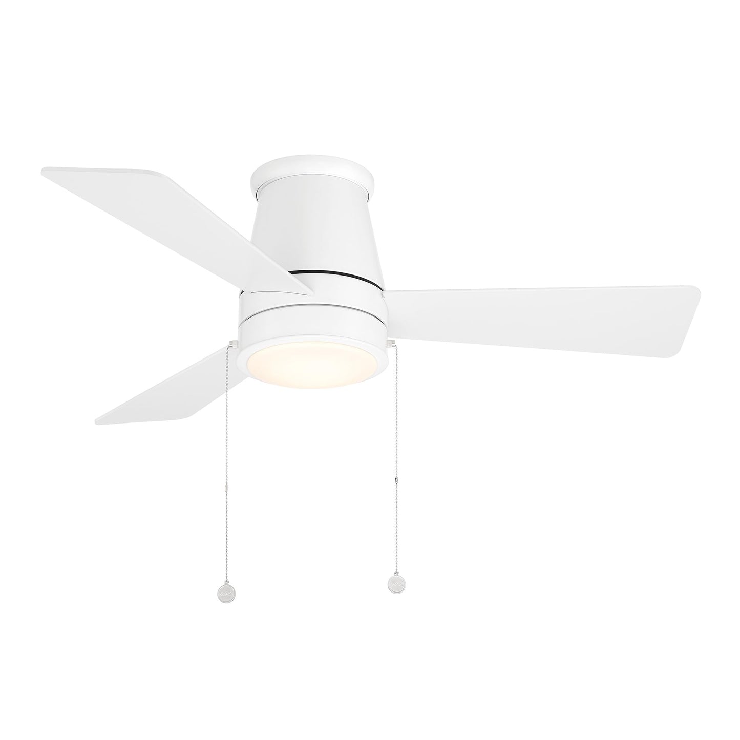 WAC Lighting Hug Indoor or Outdoor 3-Blade 42in Pull Chain Flush Mount Ceiling Fan in Matte White with Adjustable CCT 2700-3000-4000-5000K Dimmable