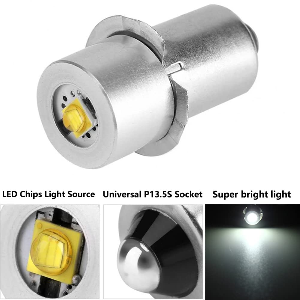 LudoPam LED Flashlight Bulb DC 18V 6-24V Upgrade Bulb Compatible for Ryobi Milwaukee Craftsman Flashlight Lamp 2 Pack