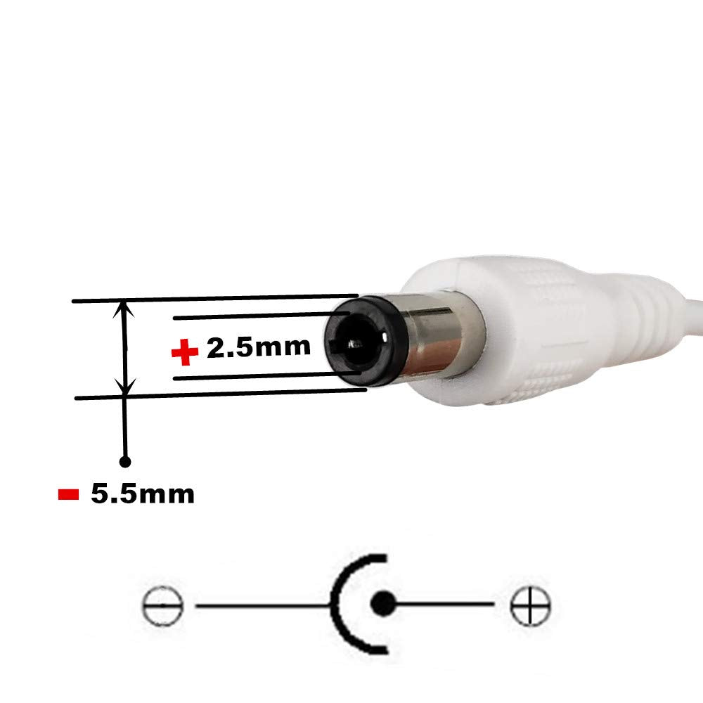 DZYDZR 3pcs Extension Cable USB to DC Cable - 5V USB 2.0 Port Male to DC 5V Male 5.5mm x 2.5mm Power Cord White 100cm(3.3ft)