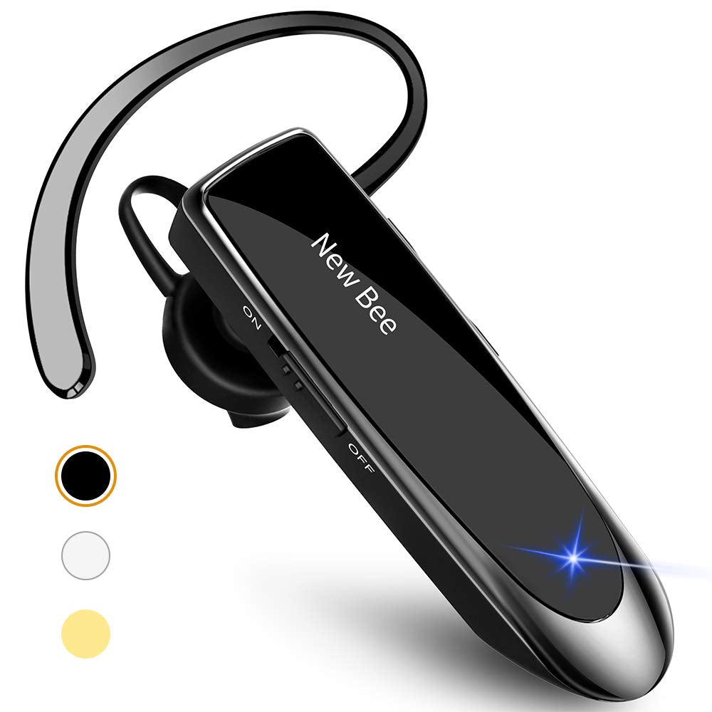New Bee Bluetooth Earpiece V5.0 Wireless Handsfree Headset with Microphone 24 Hrs Driving Headset 60 Days Standby Time for iPhone Android Samsung