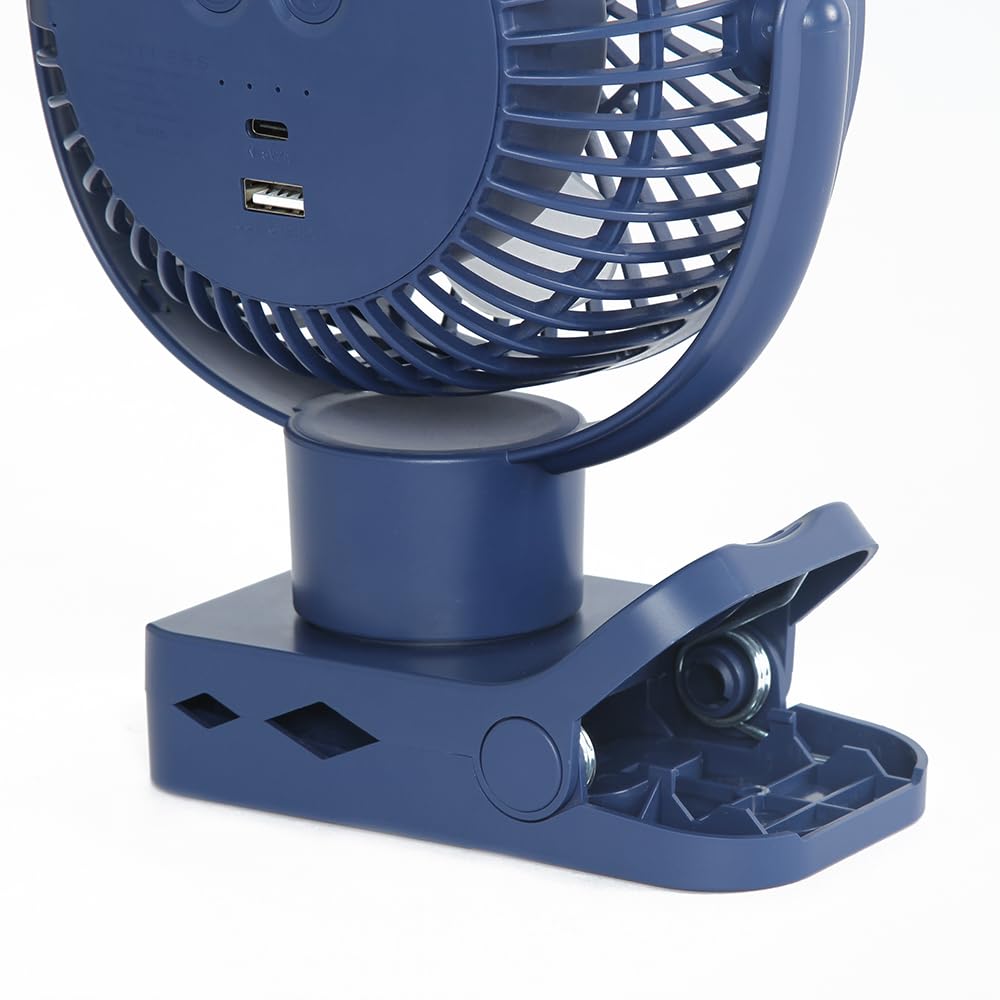 Limitless Breezie Portable Fan with LED Light & 8,000mAh Power Bank (Navy)