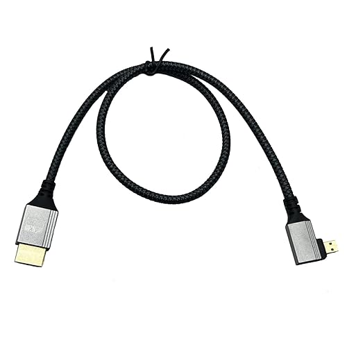 Seadream Angled 4K Micro HDMI to HDMI Cable Left Angled Micro HDMI Male to HDMI Male Braided Cable for 1080P, 4K, UltraHD, 3D, Ethernet,Gold Plated
