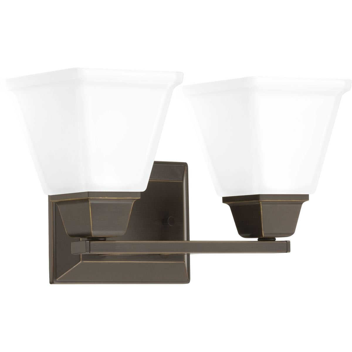 Progress Lighting Clifton Heights Collection 2-Light Etched Glass Craftsman Bath Vanity Light Antique Bronze, 8.38x14.25x14.25